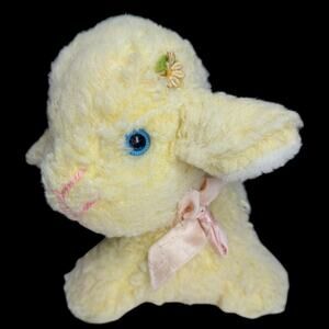 Vtg Bantam Yellow Lamb Plush Musical Stuffed Animal Mary Had a Little Lamb